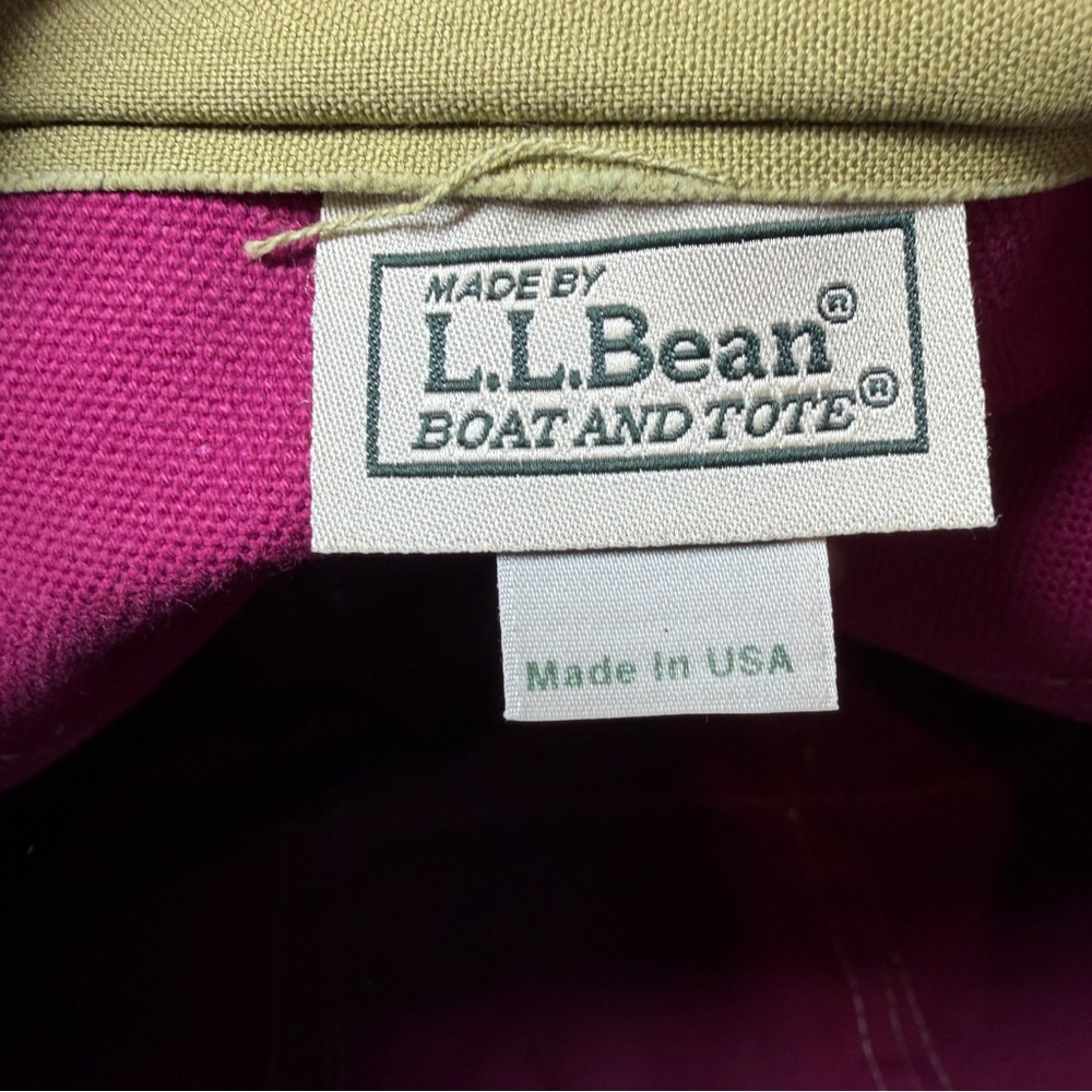 LL bean Boat And Tote Vintage Bag Large Color Block Monogram Canvas Fuchsia - Picture 8 of 16